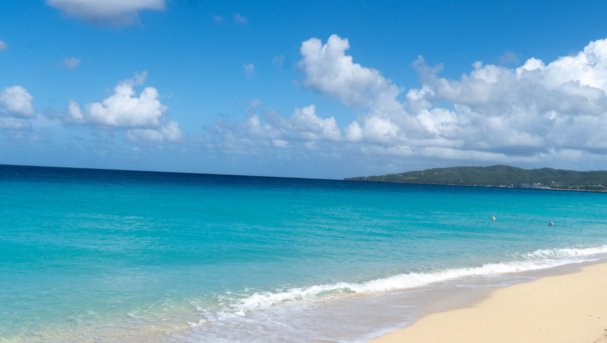 water with mountain Sandy Point St. Croix, USVI 