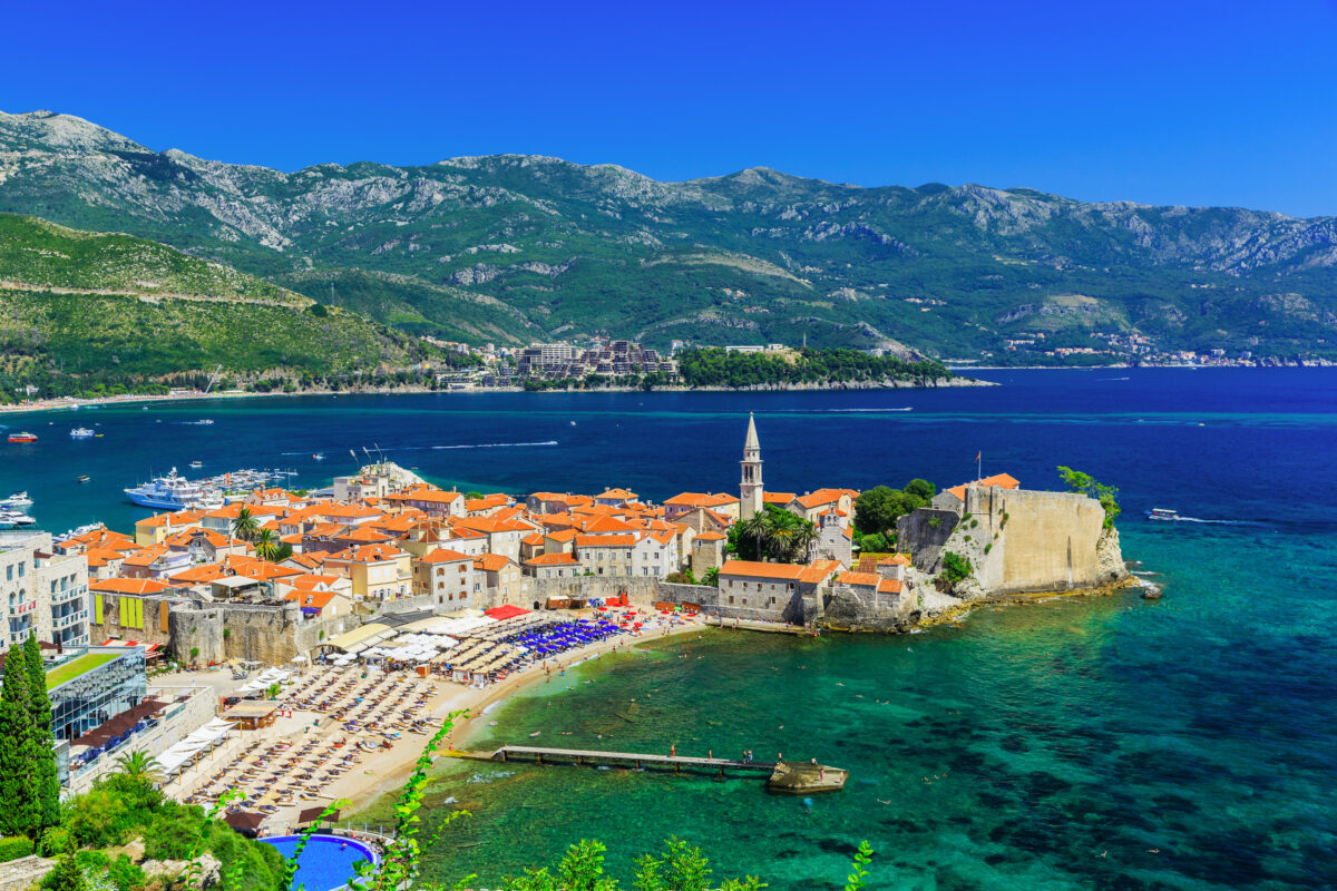 Panoramic view of the old town Budva, Montenegro