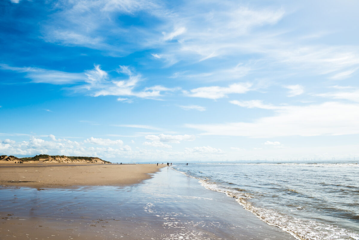 Sandy Formby Beach near Liverpool on a sunny day