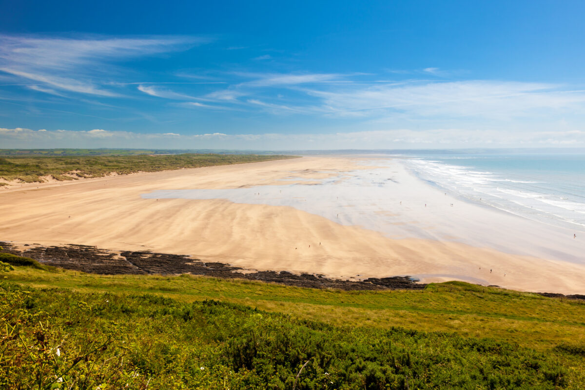 Overlooking the golden sandy beach at Saunton Sands Devon England UK
