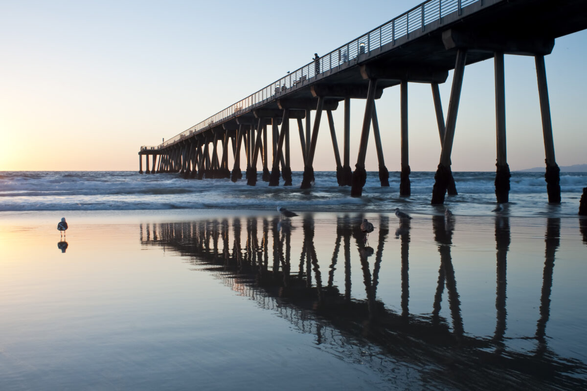 Hermosa Beach Pier Sunset Low Tide