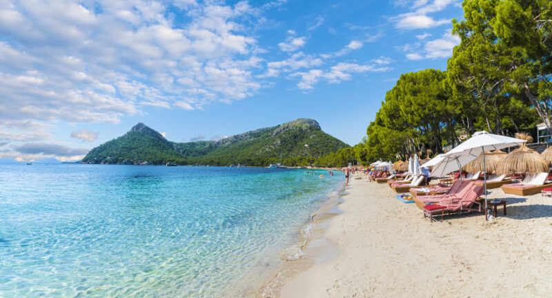 Playa de Formentor, Palma Mallorca, Spain. Playa de Formentor Cala Pi de la Posada, beautiful beach at Cap Formentor, Palma Mallorca, Spain
