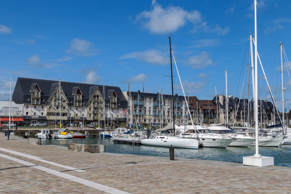 Yacht in the port of Deauville, France