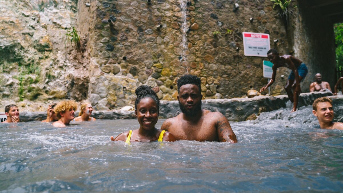 man and woman sitting in Sulphur Springs