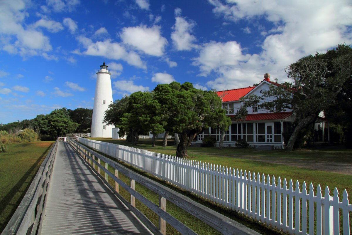 Historic Ocracoke Light on Ocracoke Island, Cape Hatteras National Seashore, North Carolina