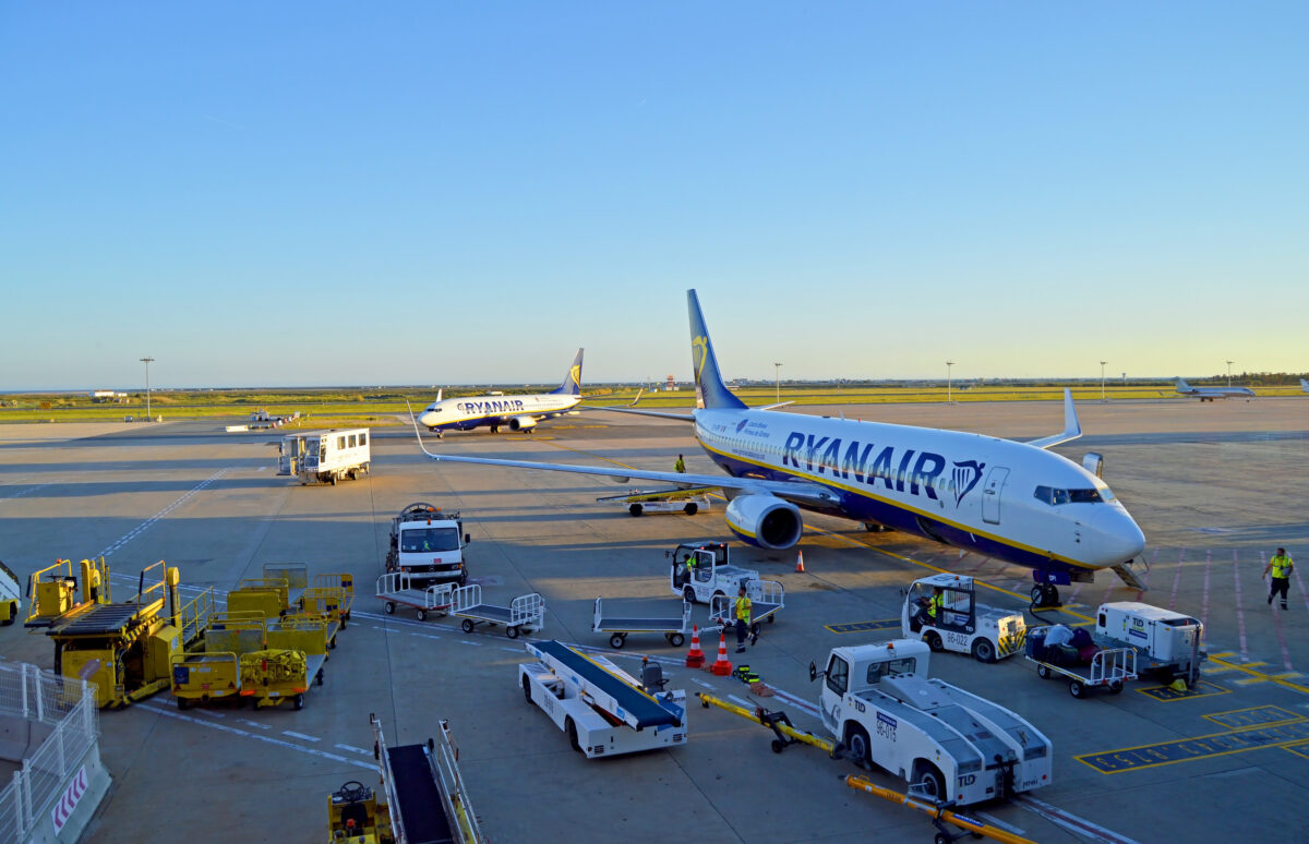Airplanes in Faro International Airport, Algarve, Portugal
