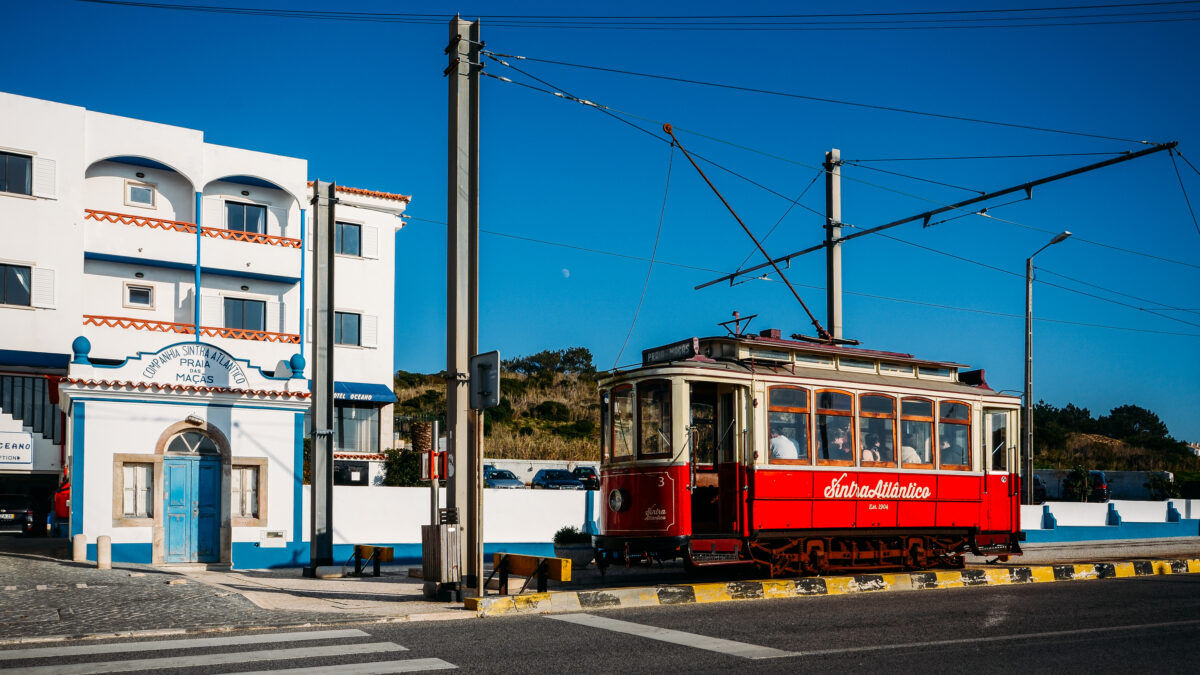 Sintra tramway is a narrow gauge tourist tram line that runs from Sintra to Praia das Macas on the coast, Portugal