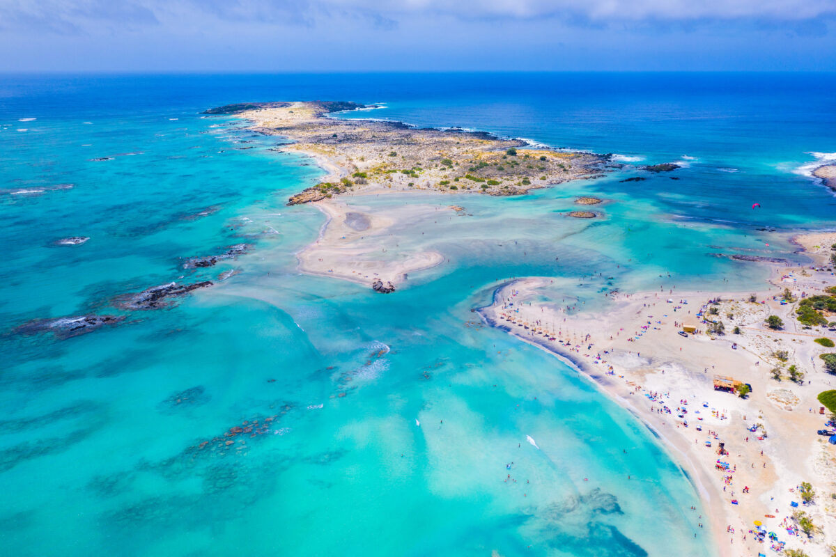 Tropical sandy beach with turquoise water, in Elafonisi, Crete, Greece