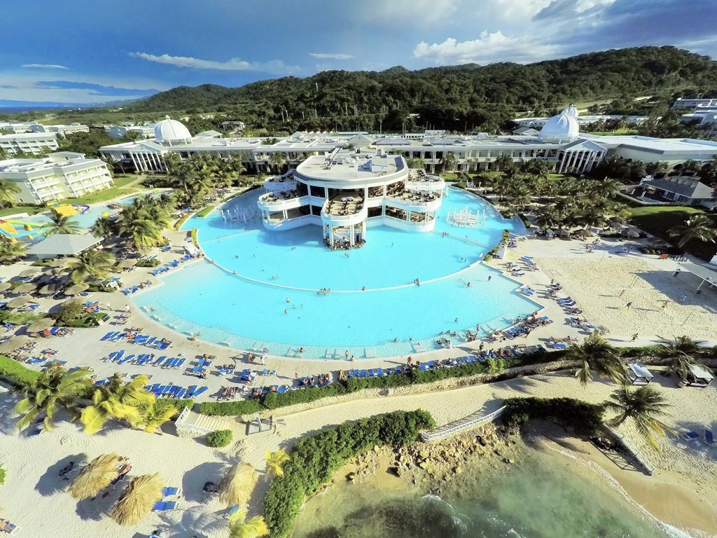 aerial of outdoor pool at Grand Palladium