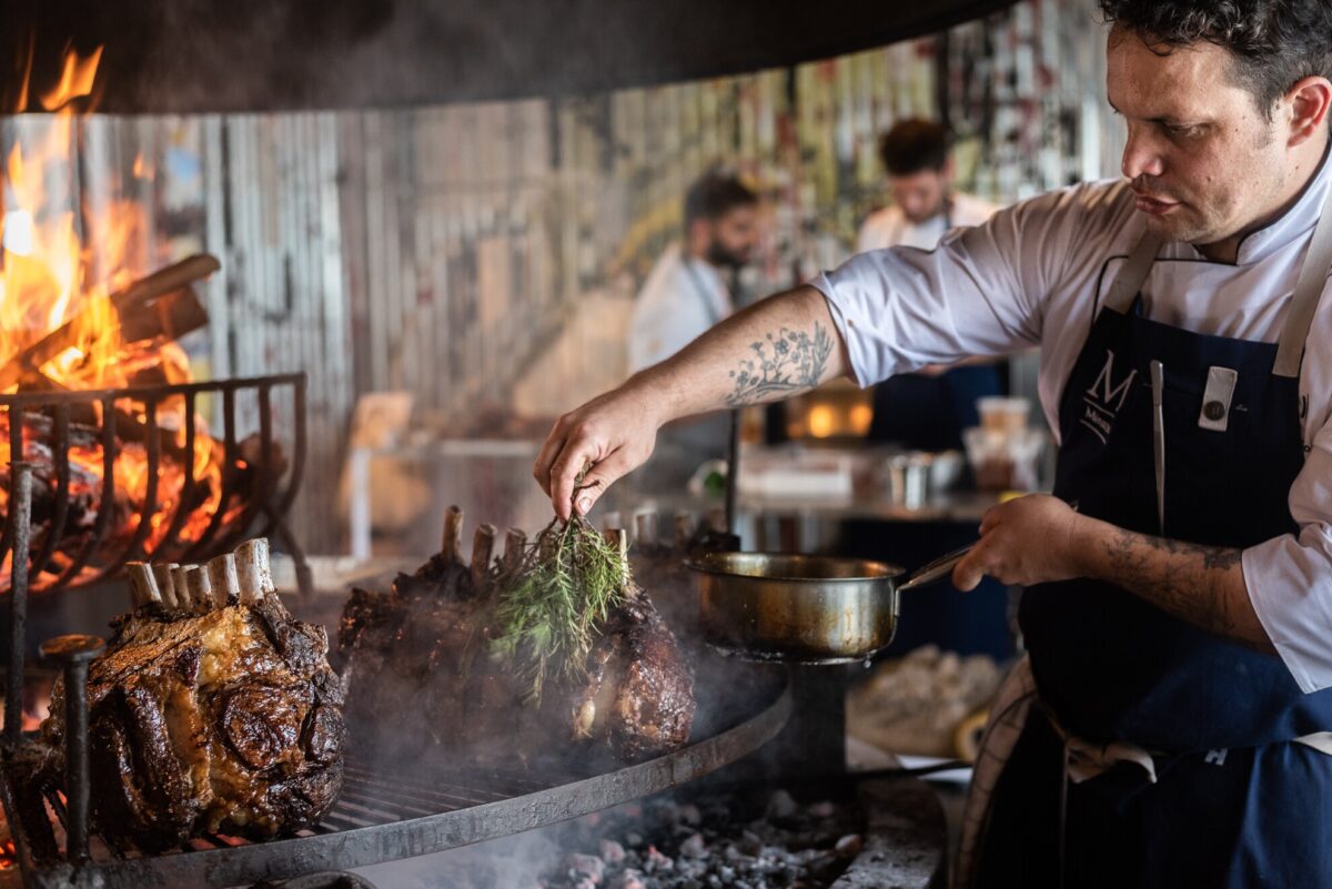 chef cooking at Mirazur