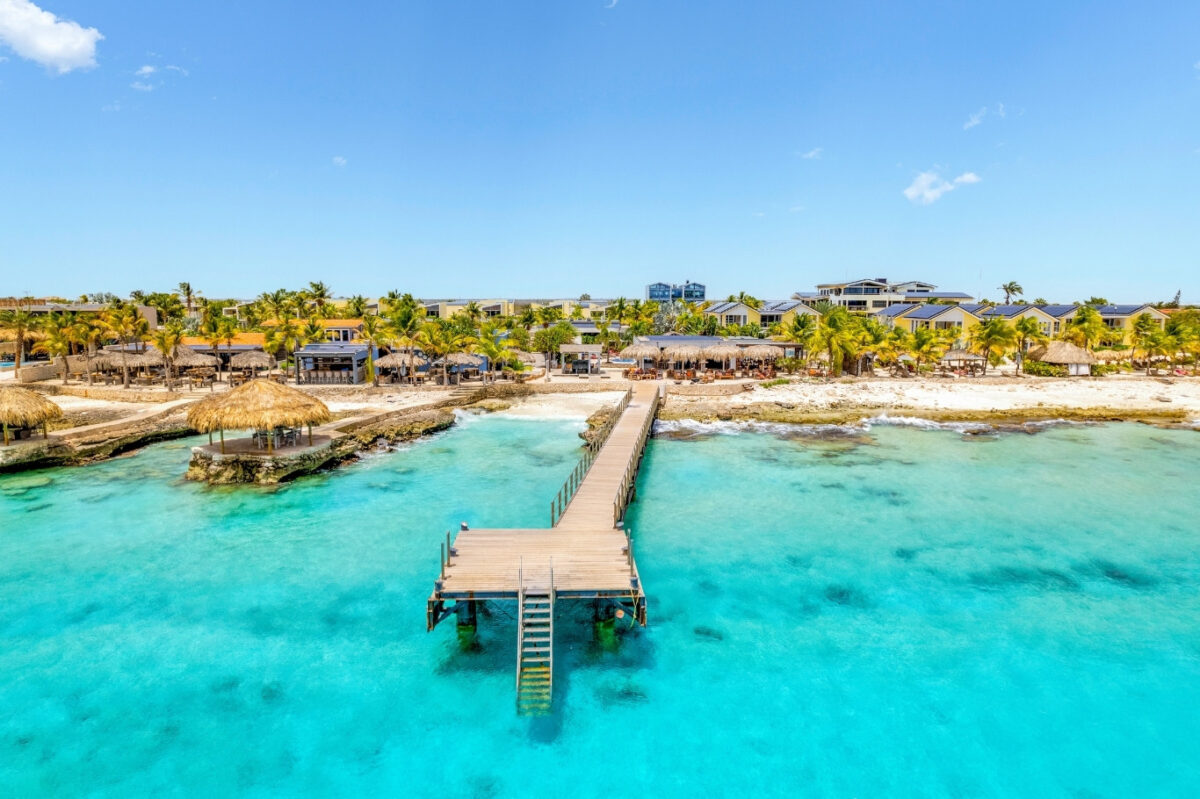 aerial view of pier at Delfins Beach Resort Bonaire