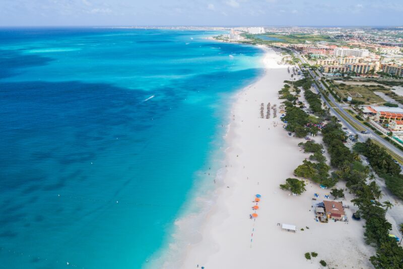 aerial of Eagle Beach, Aruba