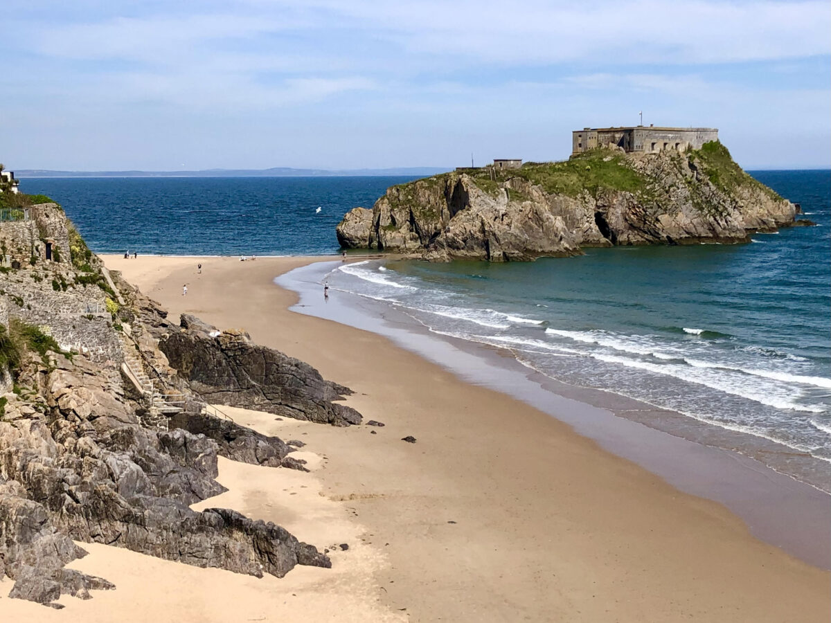 shoreline and beach in Tenby Wales