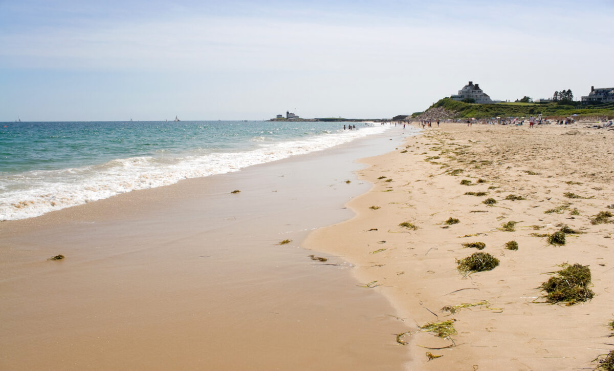 Watch Hill Rhode Island beach with the historic lighthouse landmark in the distance