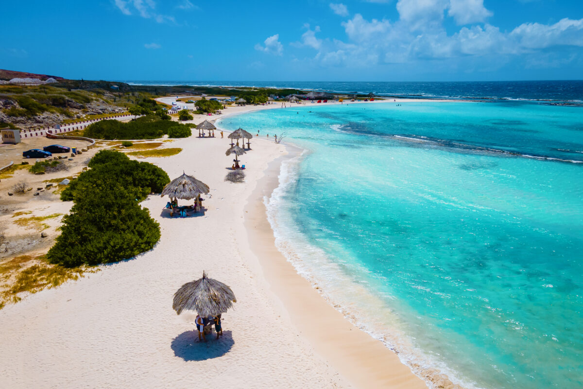 Baby Beach and coast on Aruba, Caribbean, white beach with blue ocean tropical beach during summer