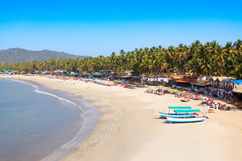 Boats at the Palolem Beach in Goa, India. Boats at the Palolem Beach. Palolem Beach is situated in Canacona in southern Goa, India
