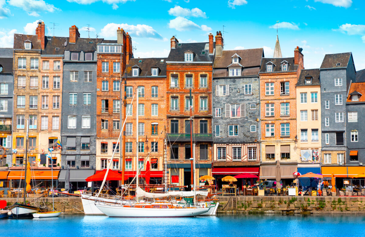 Landscape view of the harbour in Honfleur, famous french town in Normandy, France. High quality photo