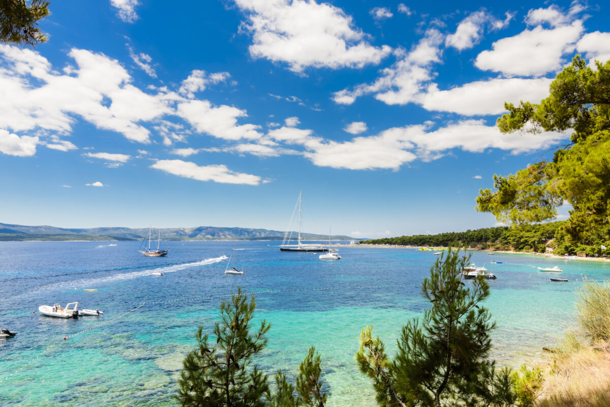 Zlatni Rat famous turquoise beach in Bol on Brac island, Dalmatia, Croatia