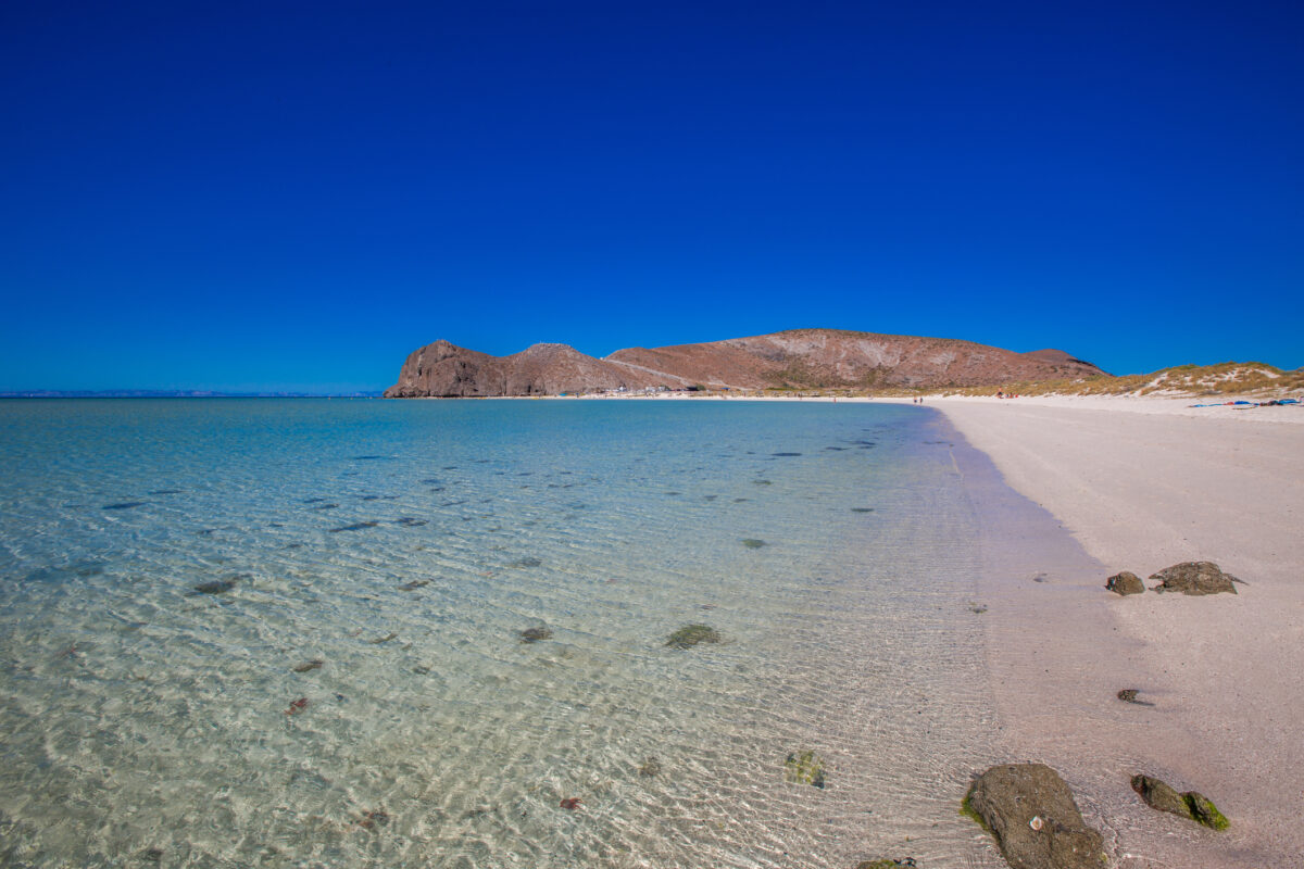rocky shoreline of Balandra Beach in La Paz, Baja California Sur