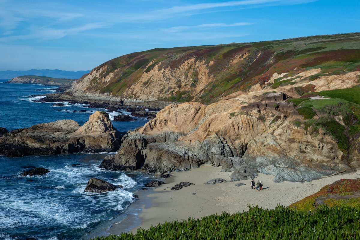 Bodega Head in Sonoma Coast State Park. View north from the popular park near the town of Bodega Bay along Northern California coast near the San Francisco Bay Area.