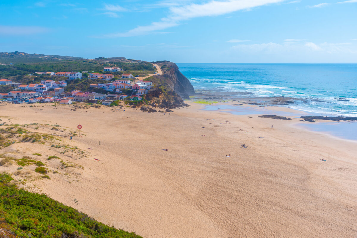 View of Praia de Monte Clerigo in Portugal