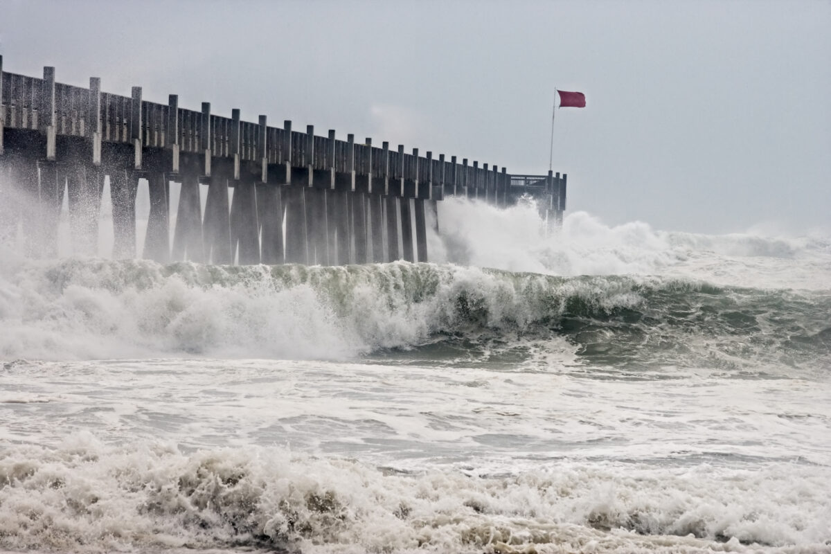 Photo taken amid seaspray and crashing waves as Hurricane Ike's outer bands impact the Florida coast