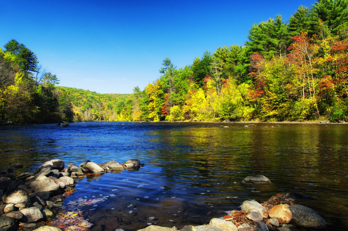 The Housatonic River and fall foliage of litchfield county in autumn