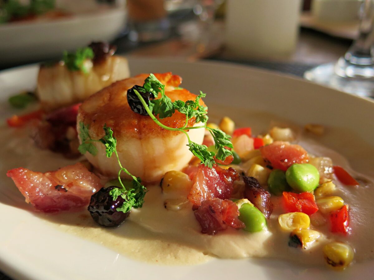 Delicious scallops at a restaurant at Naples, Florida