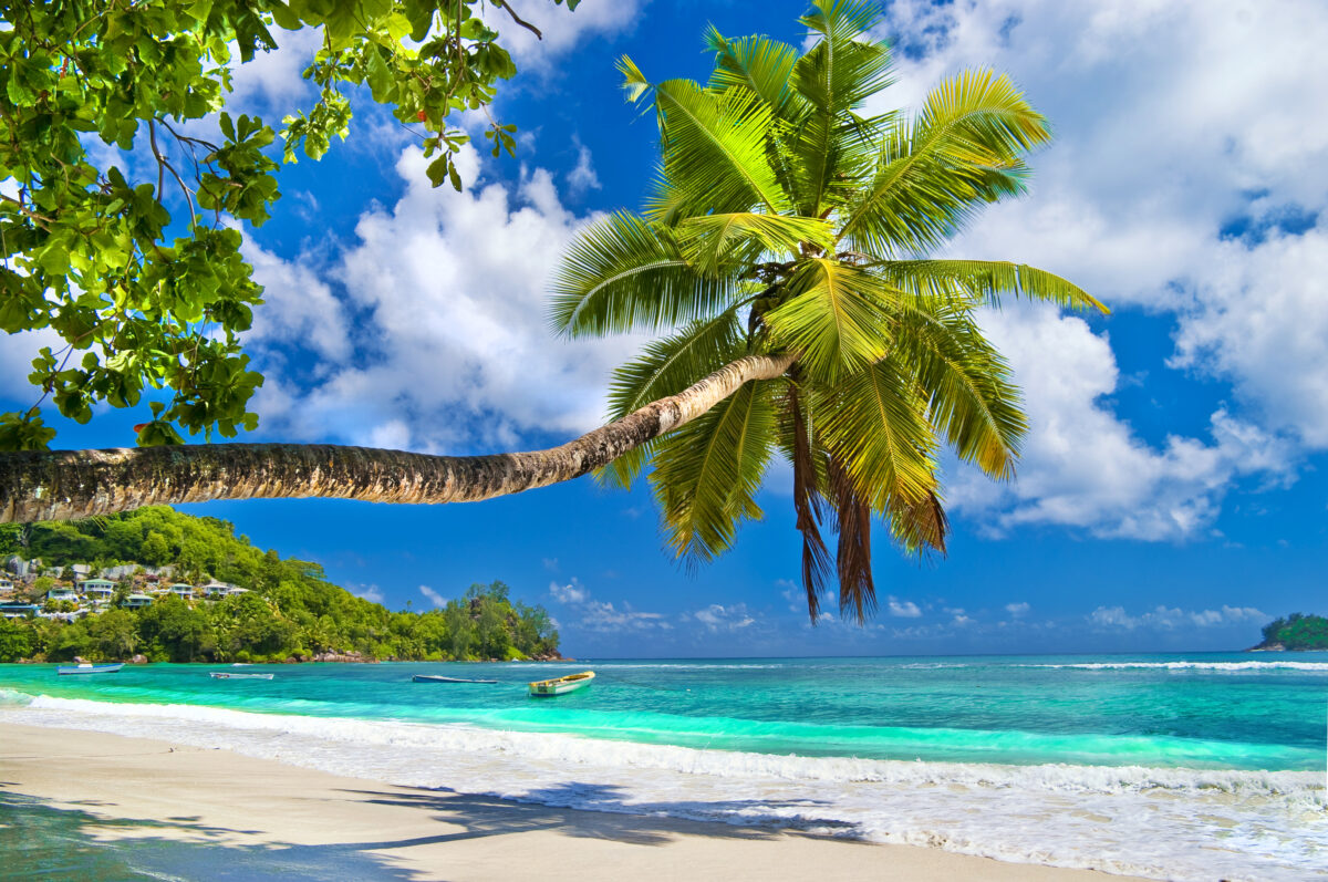 Beach at Prtaslin island, Seychelles