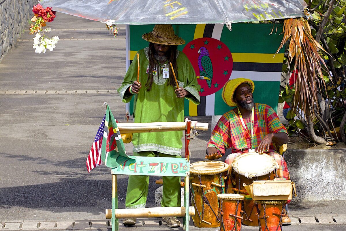 Local musicians in Dominica port