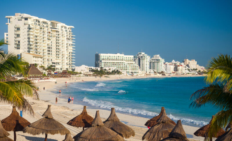 Cancun, Mexico on hotel resort strip