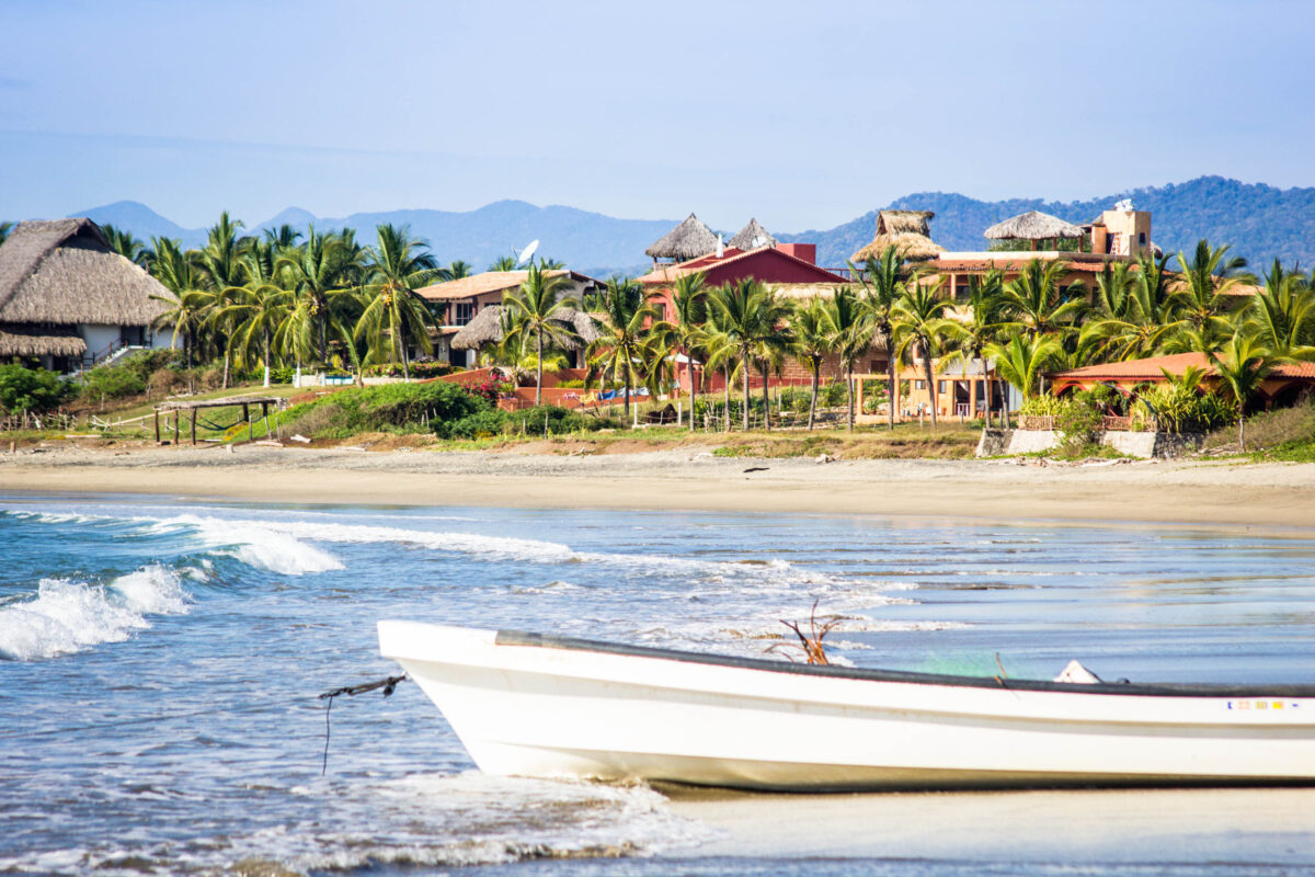 boats floating at Playa Saladita, Zihuatanejo, Guerrero