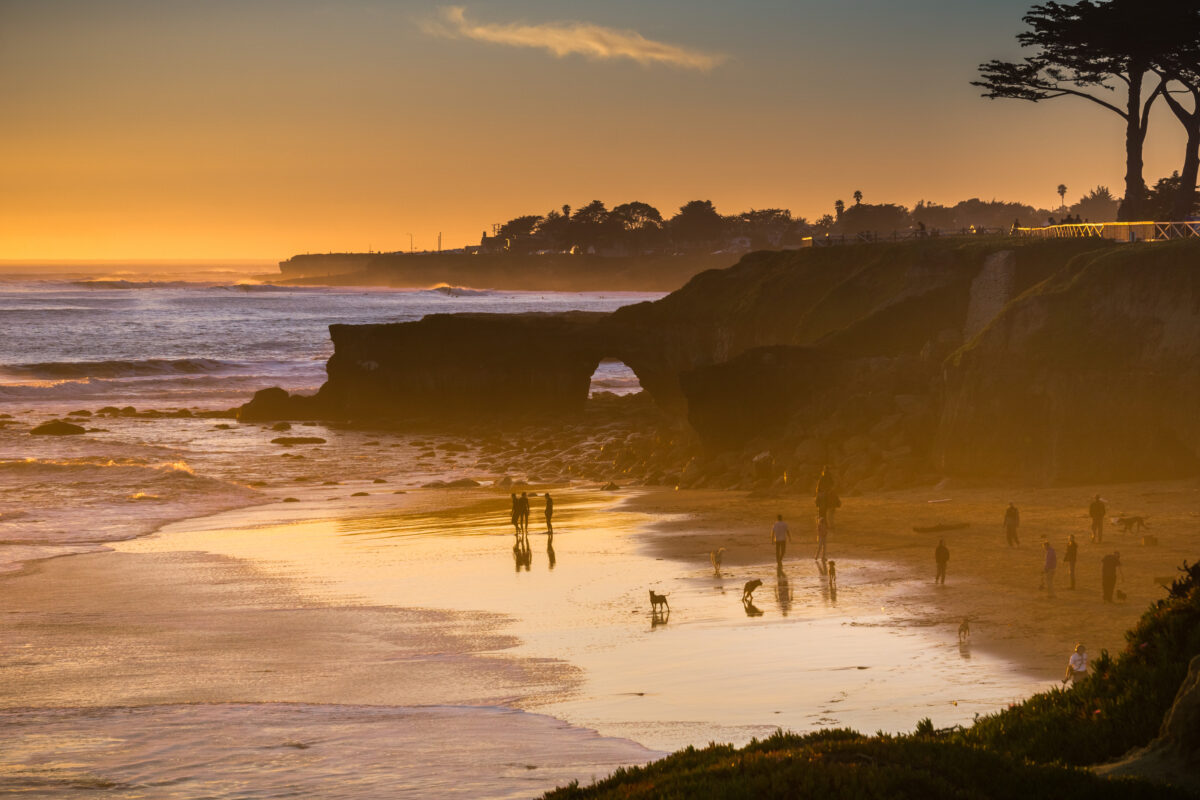 Sunset on the Pacific Ocean coastline, Santa Cruz, California