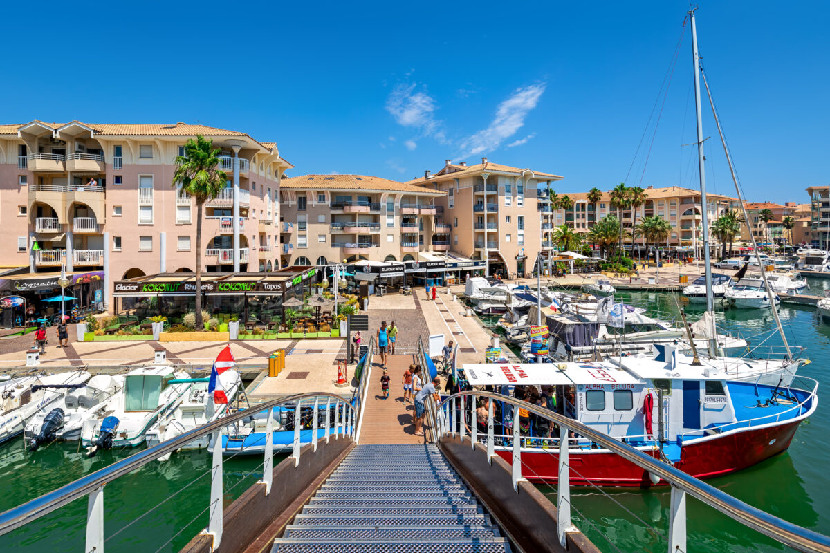View of marina in Frejus, France
