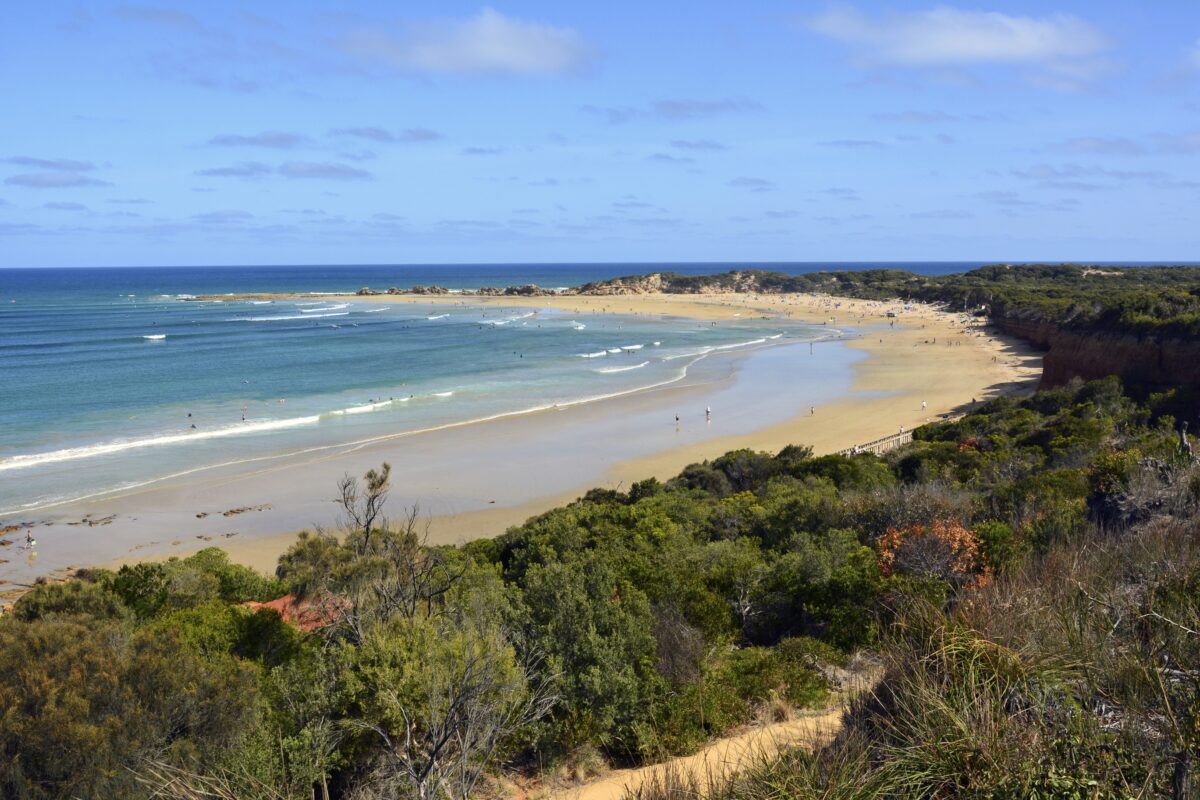 View over Point Roadknight Beach in Anglesea, Victoria