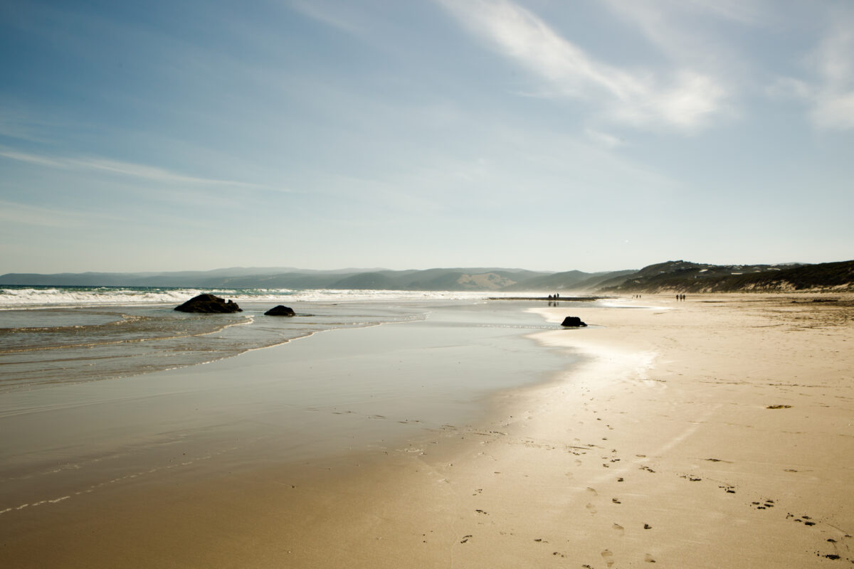 Aireys Inlet Beach at Fairhaven on a warm summers day in Victoria, Australia