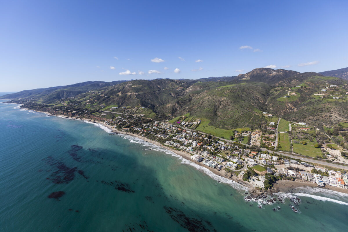 Aerial of Lechuza Beach in Malibu California