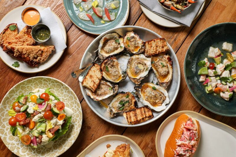 plated seafood dishes at Thorny Oyster
