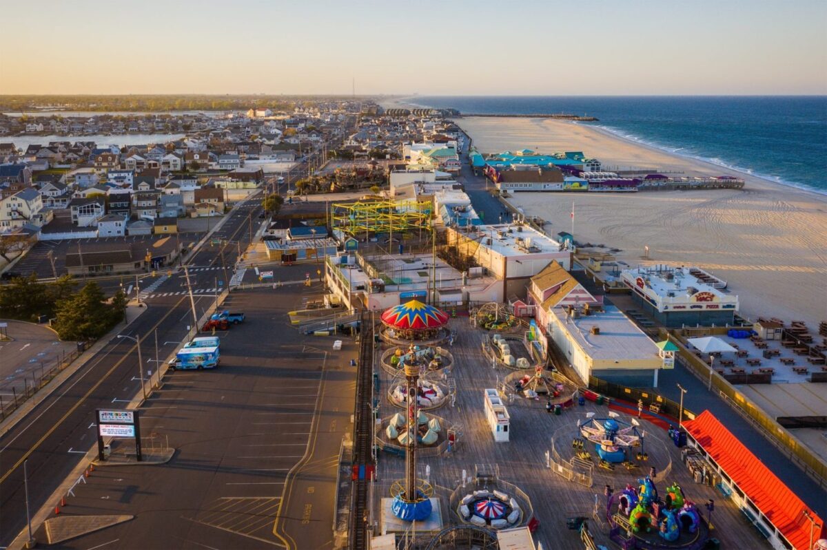 aerial of Jenkinksons Boardwalk, Sea Girt New Jersey