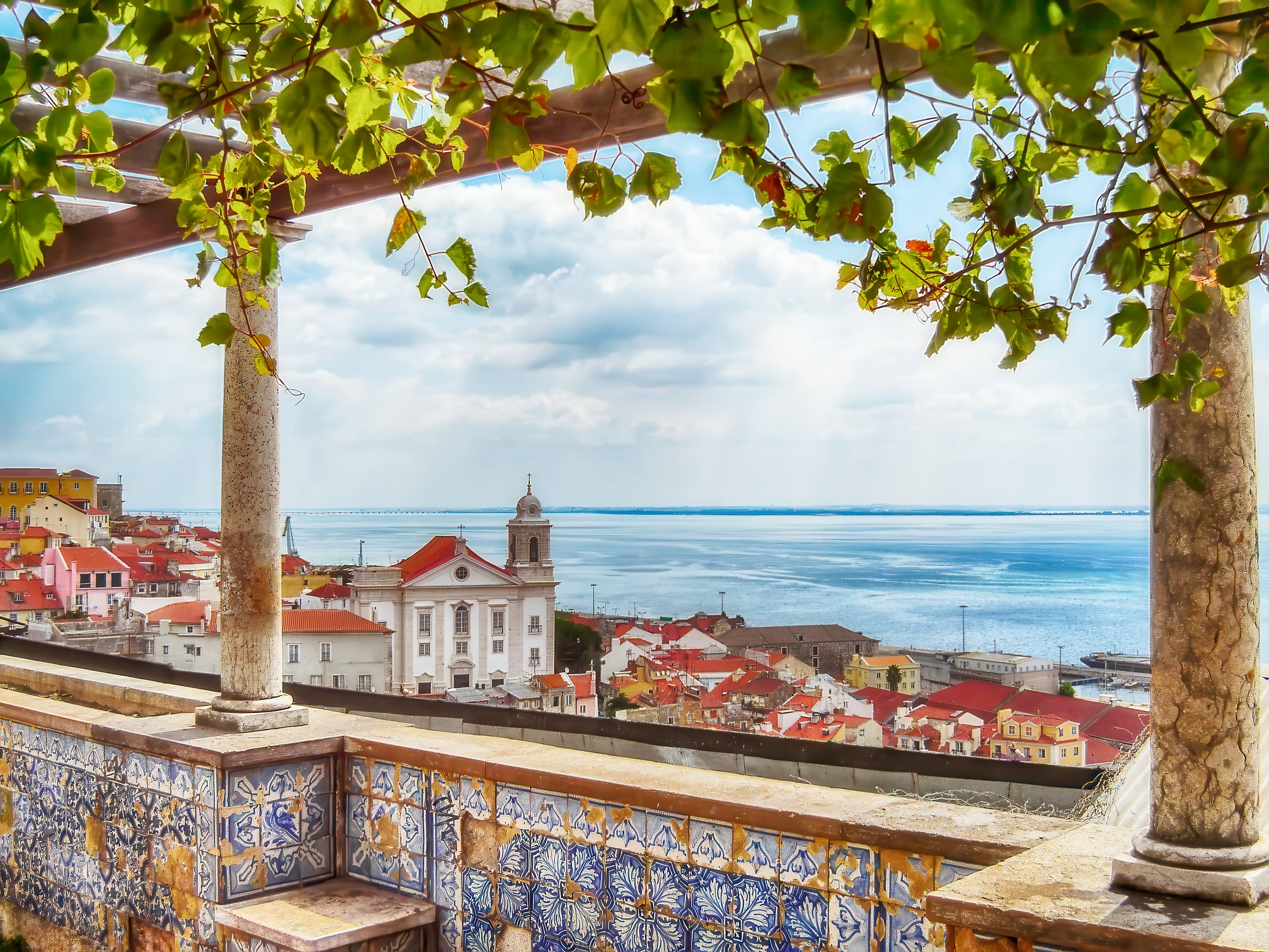 Lisbon, Portugal. Miradouro de Santa Luzia belvedere, terrace or viewpoint