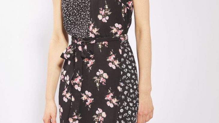 Topshop Patchwork Belted Slip Dress